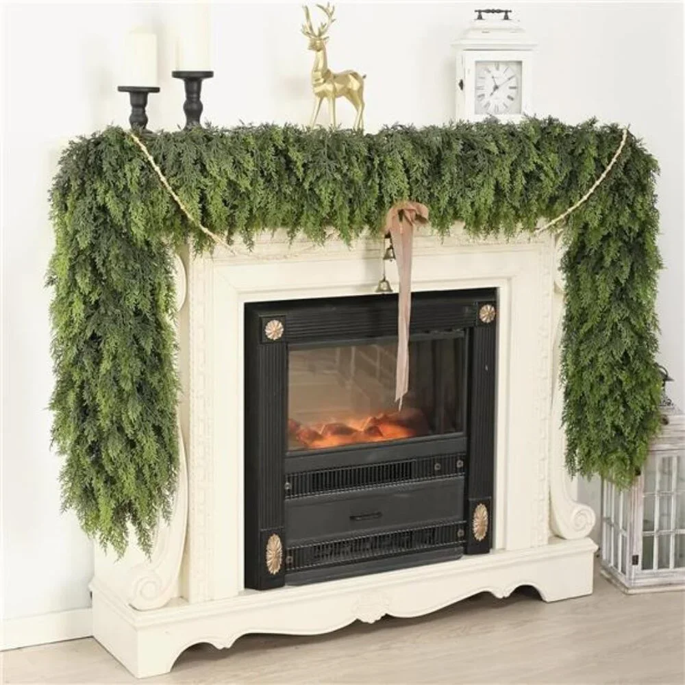 9FT Real Touch Christmas Cedar Garland - 1PCS, Artificial Pine Needles Garlands